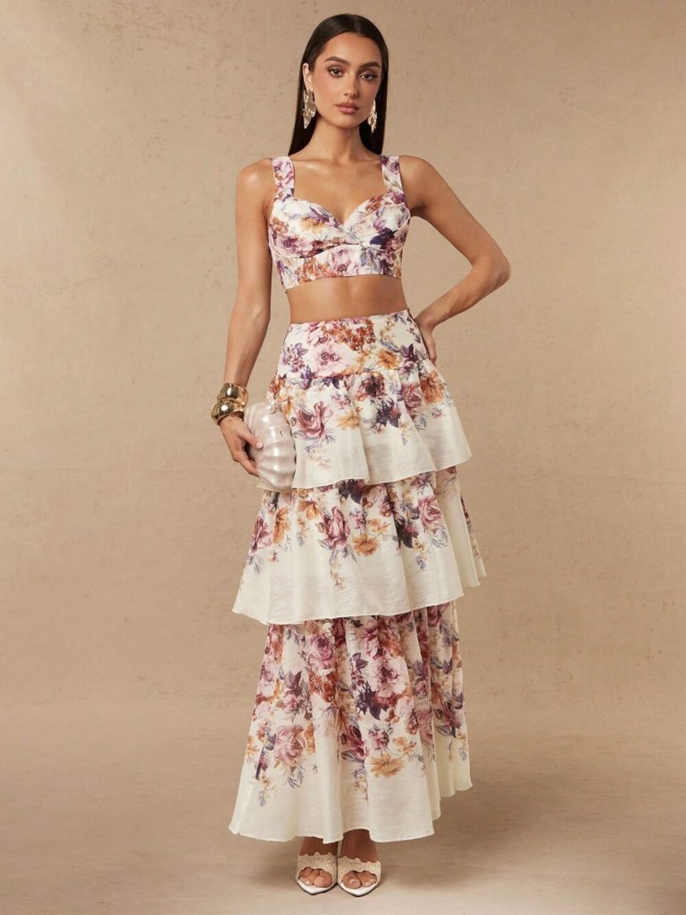 Apricot Boho Women's floral Printed Camisole Tank Top - Picture 3 of 8
